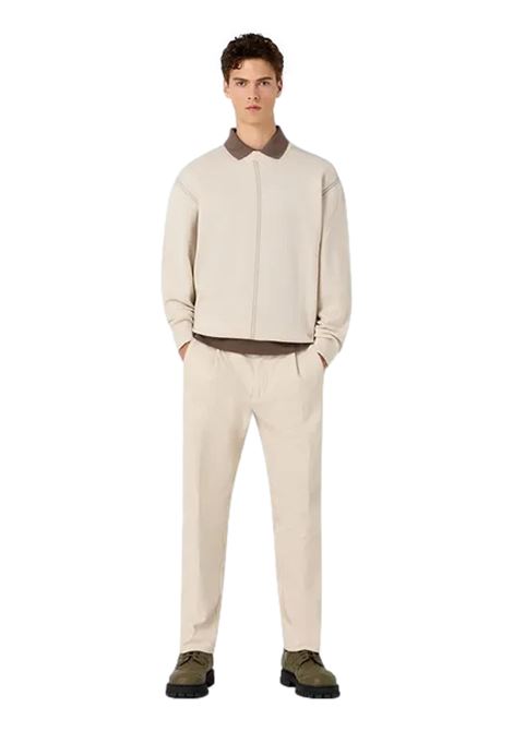 Stitched virgin wool blend jumper with jacquard stripes with cord effect EMPORIO ARMANI | sweaters | 6R1MX3 1MOZZ0304